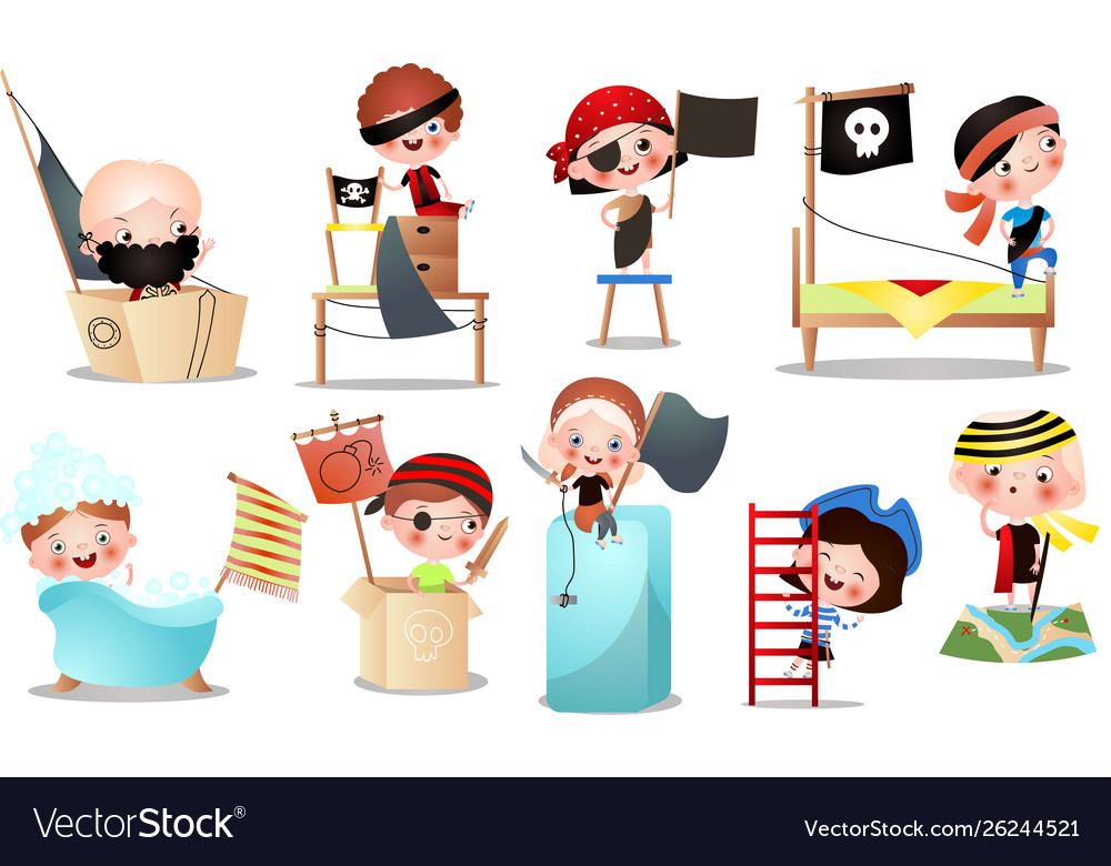 Set different kid characters that play in Vector Image