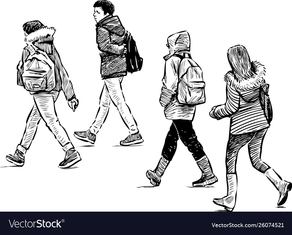 Teens students go to school Royalty Free Vector Image