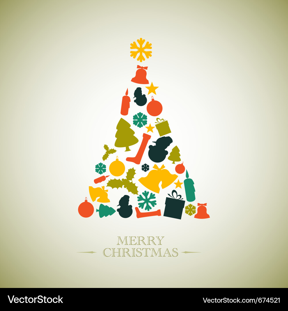 Vintage christmas tree Royalty Free Vector Image