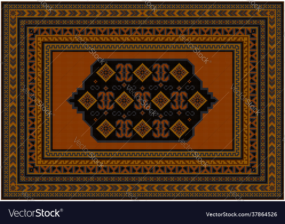 Carpet with ornaments in orange tones grey