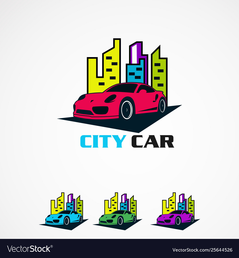 City car set logo with modern touch concept icon