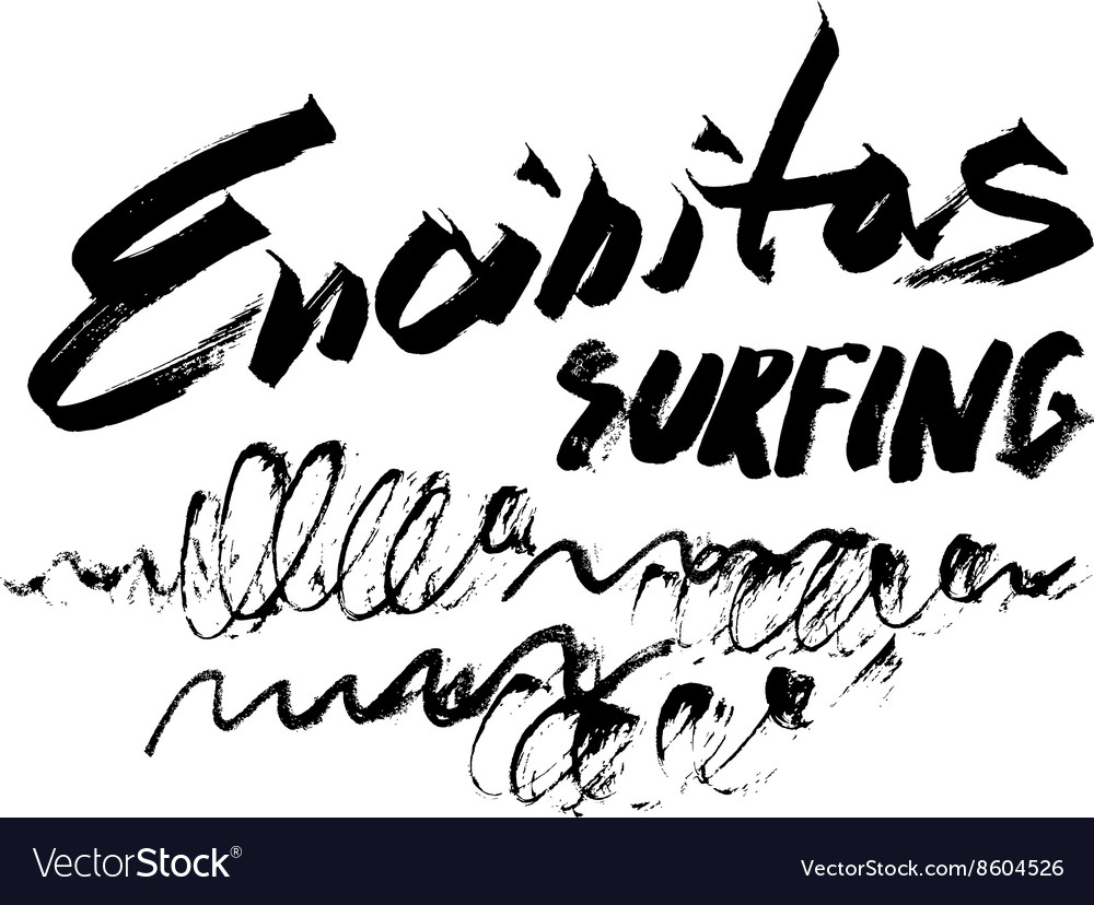 Encinitas surfing lettering brush ink sketch