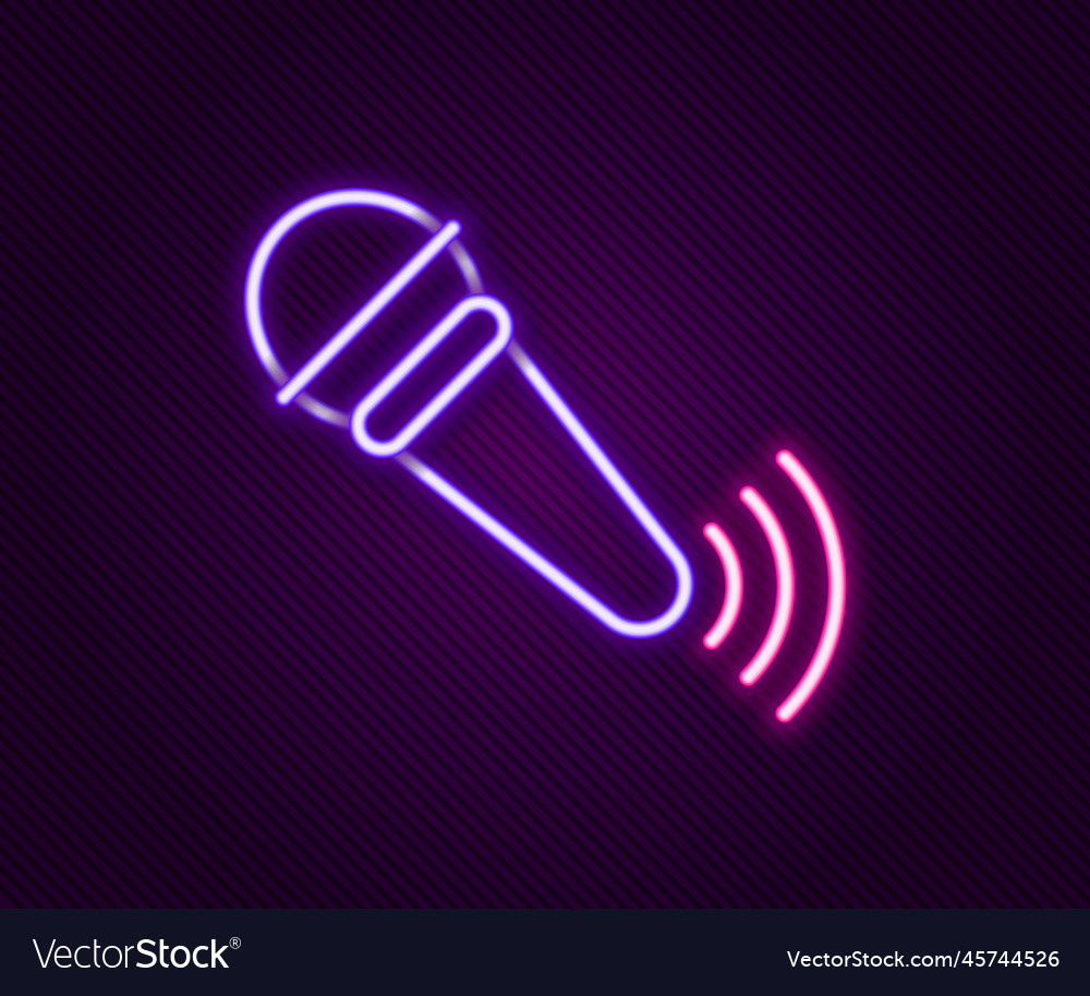 Glowing neon line wireless microphone icon Vector Image