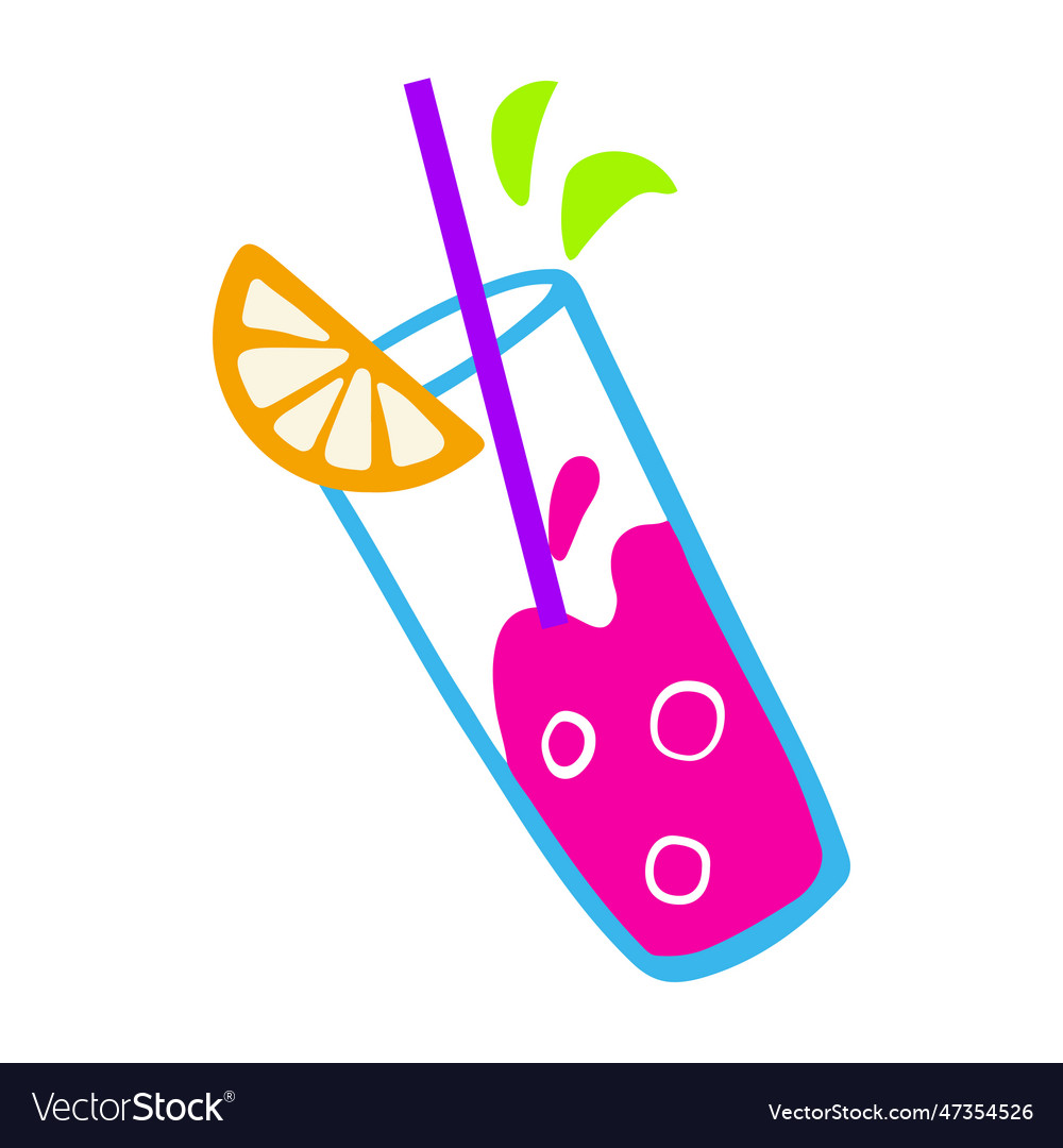 Hand-drawn vivid glass of cocktail