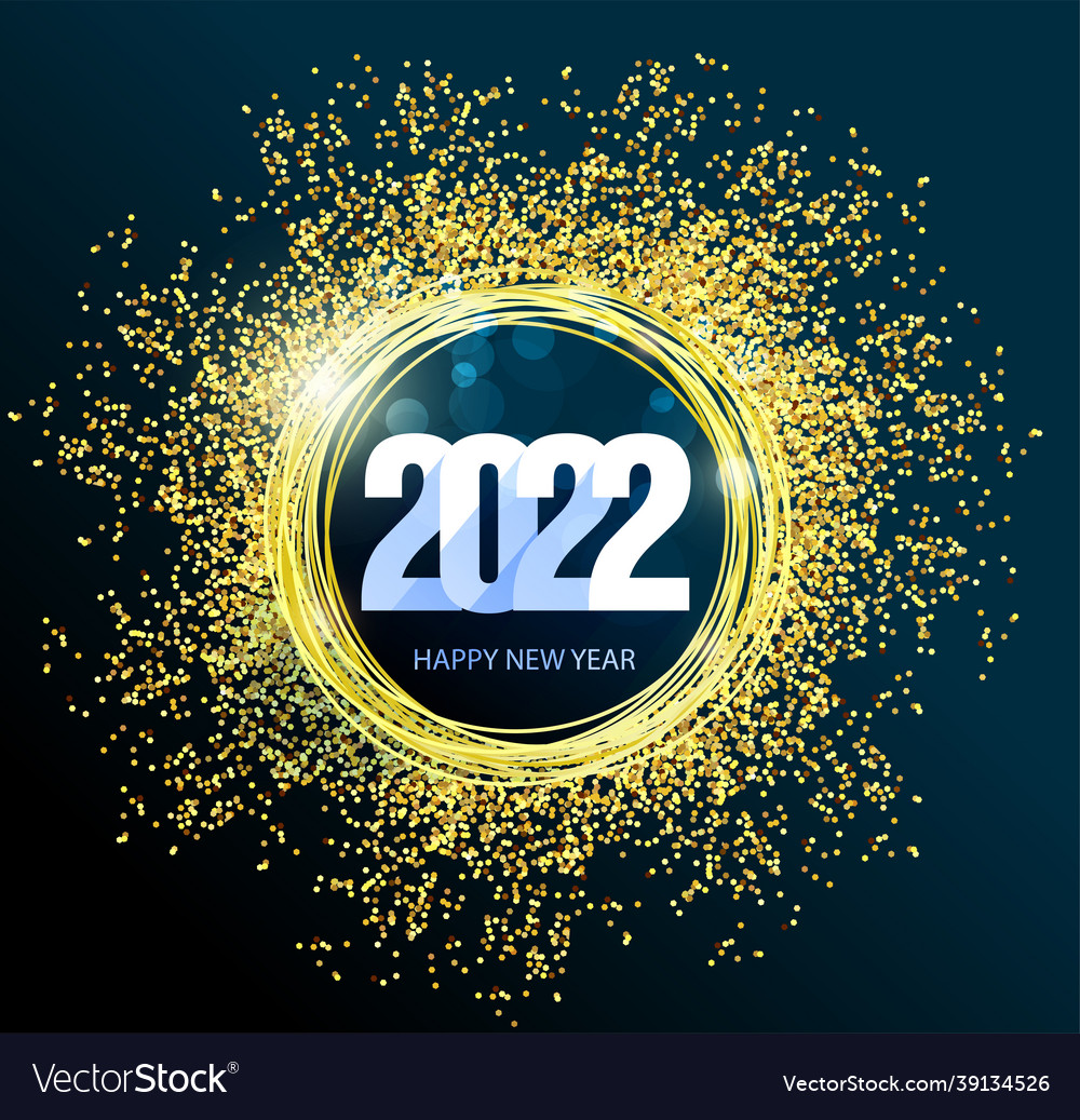 Happy new year 2022 background golden shiny Vector Image