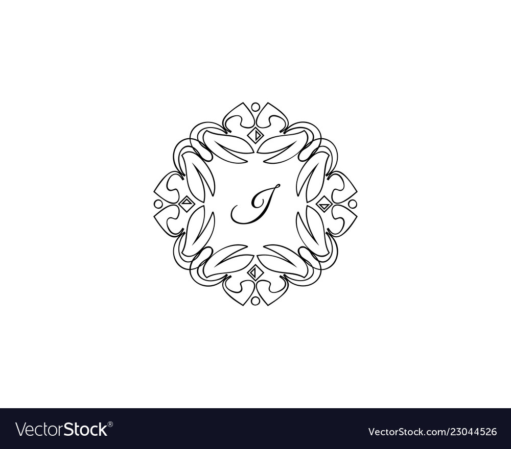 I letter logo monogram design elements line art