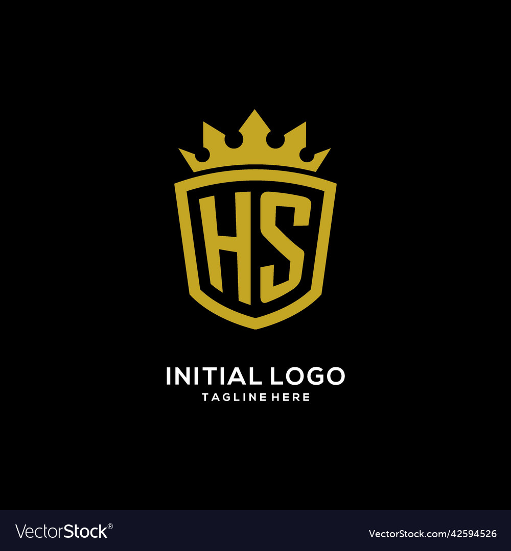 Initial hs logo shield crown style luxury elegant Vector Image