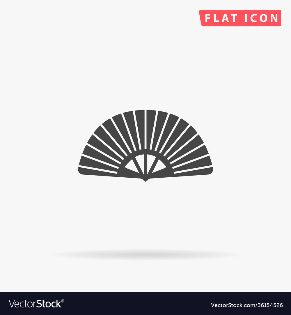 Japanese folding hand fan flat icon Royalty Free Vector