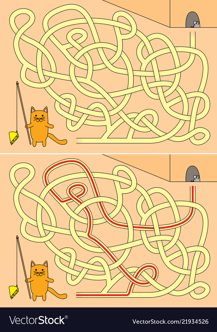 Little cat maze Royalty Free Vector Image - VectorStock