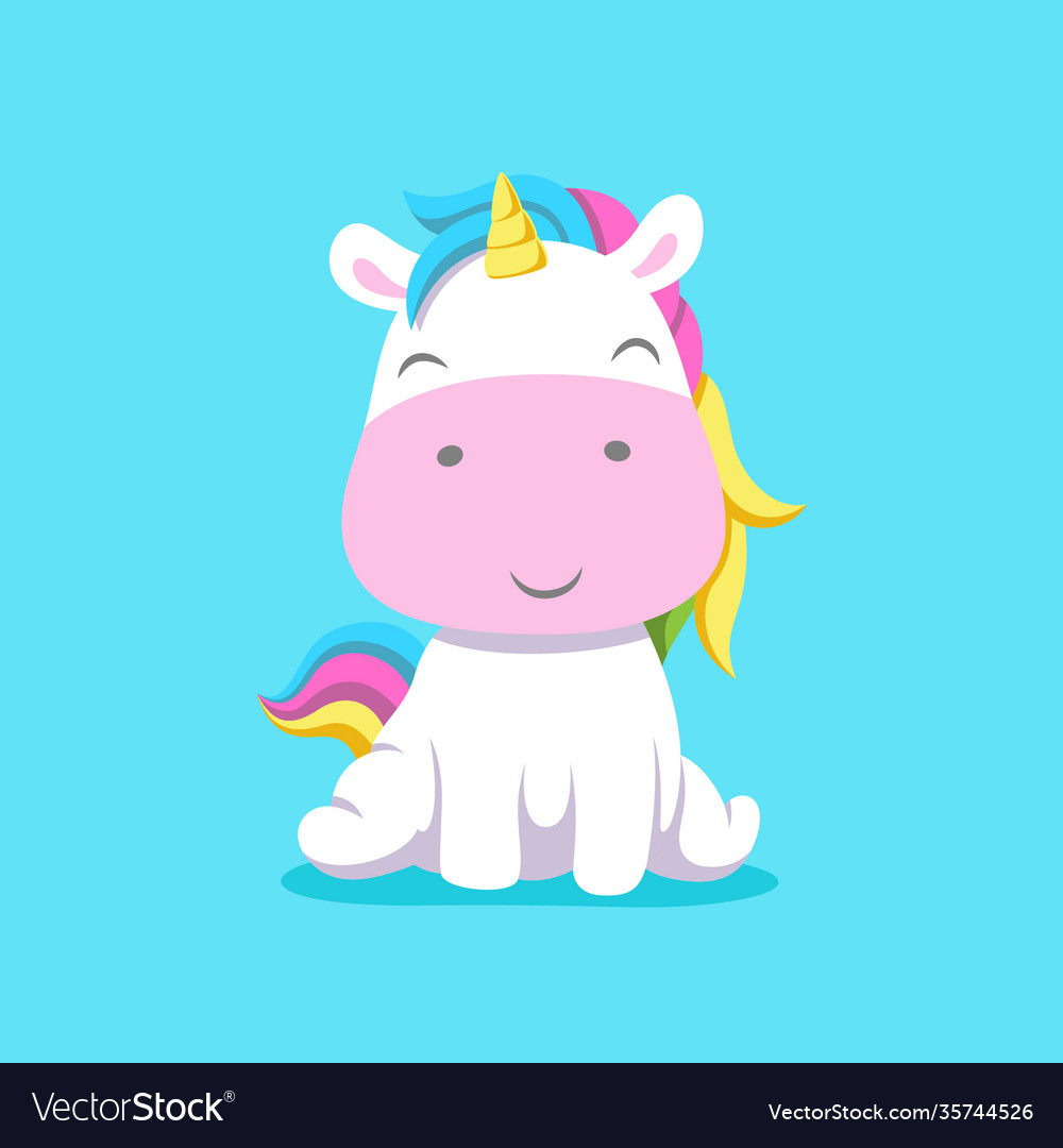 Little cute unicorn sitting with small