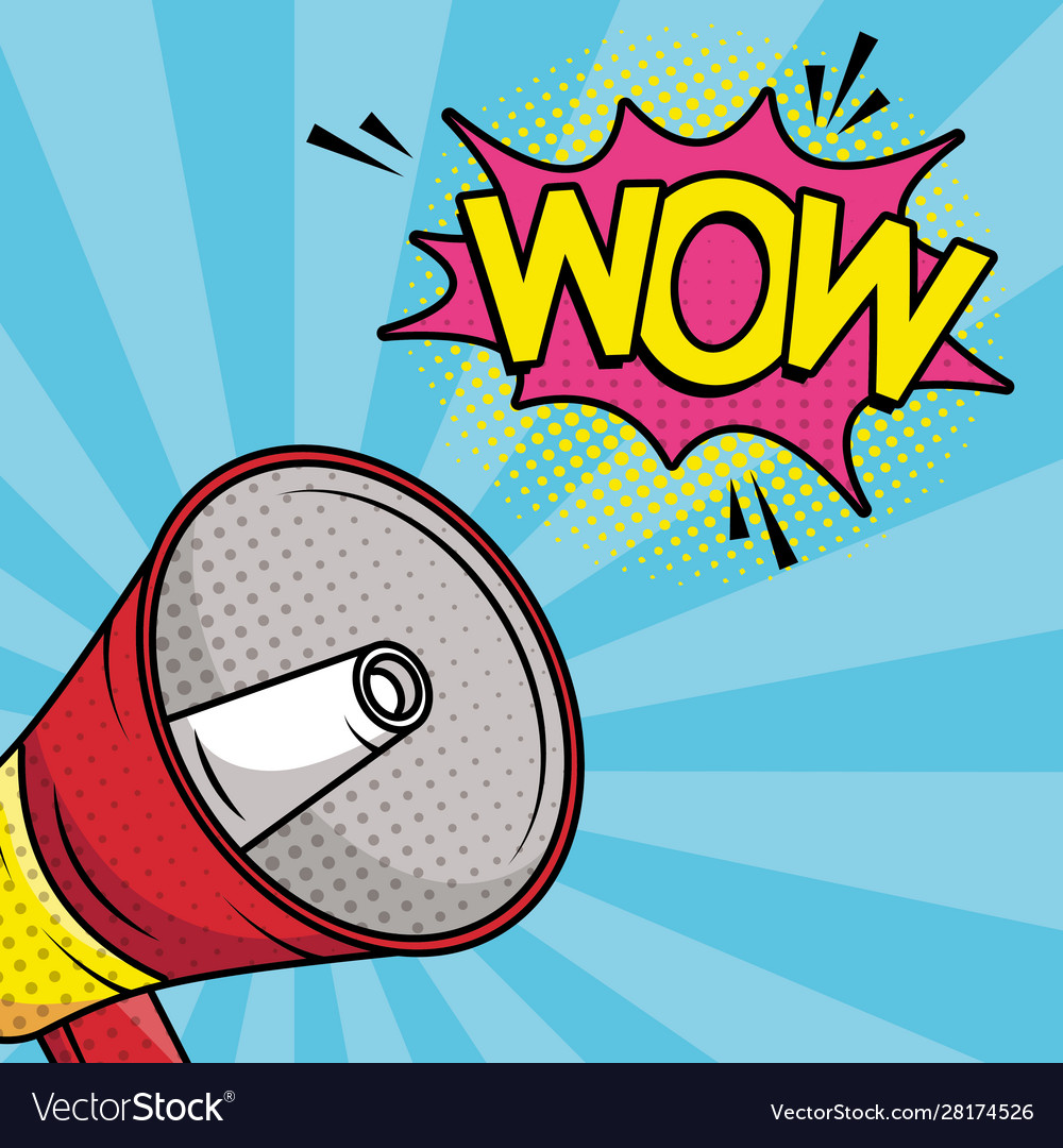 Megaphone sound device pop art style Royalty Free Vector