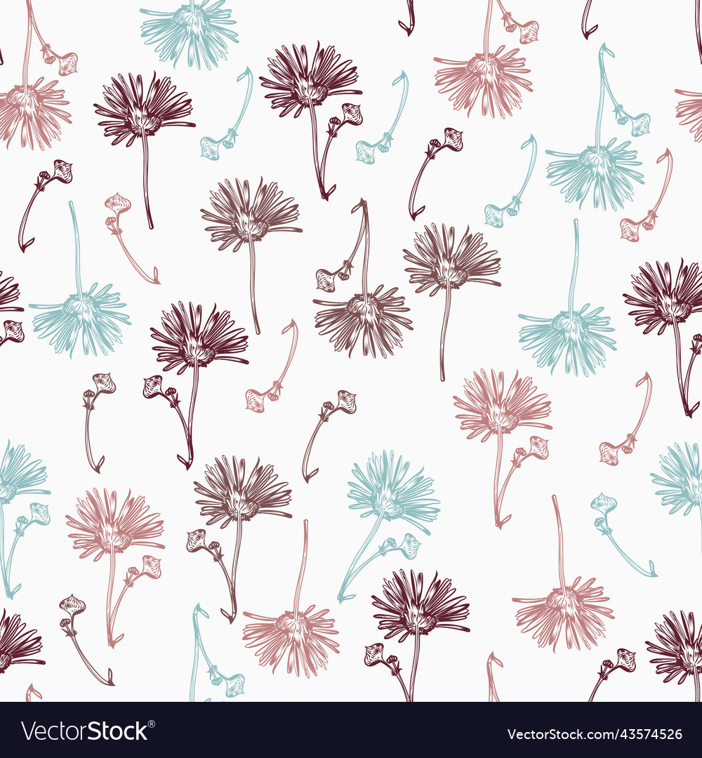 Rustic seamless pattern with hand drawn daisy vector image Rustic seamless pattern with hand drawn daisy