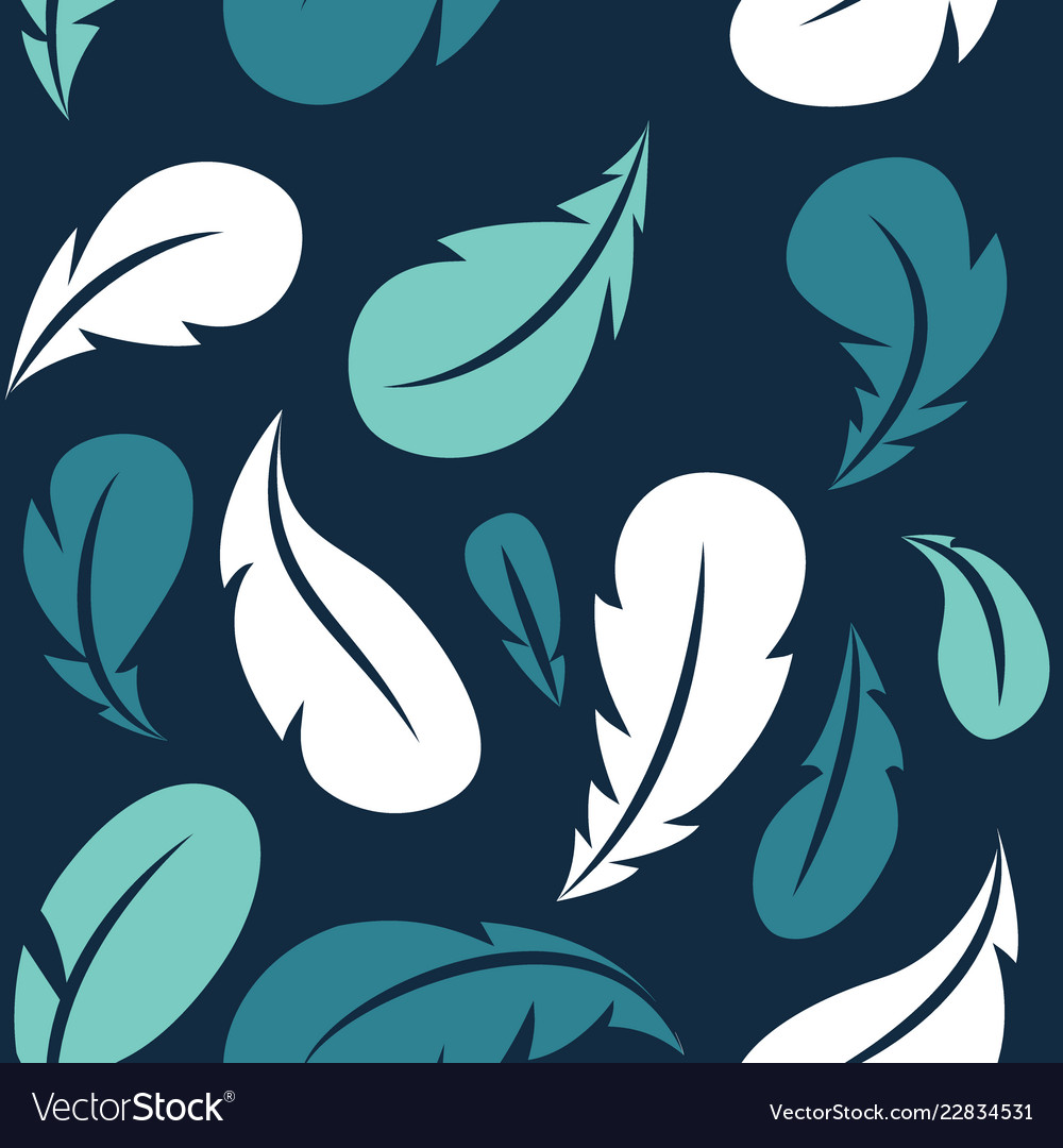 Flying feathers seamless pattern design vector image Flying feathers seamless pattern design