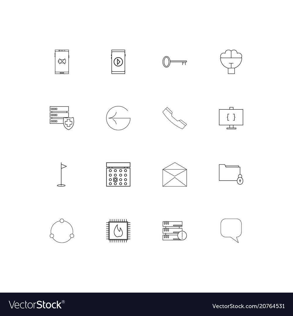 Internet technologies linear thin icons set