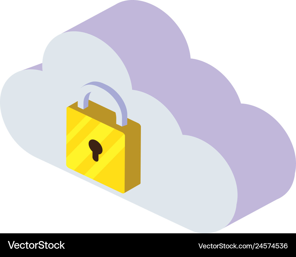 Cloud computing with padlock Royalty Free Vector Image