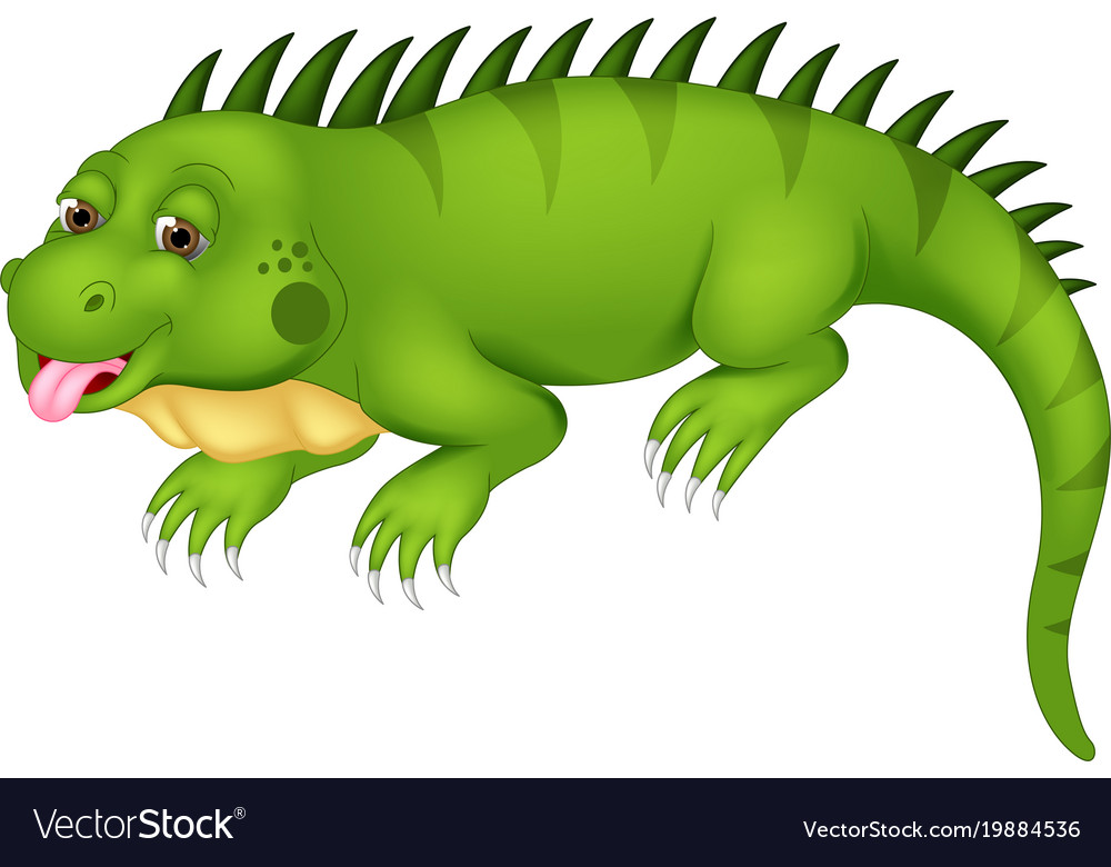 Cute iguana cartoon posing with laugh Royalty Free Vector