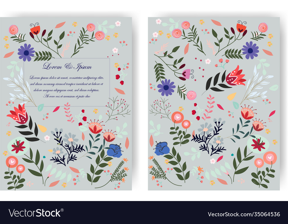 Cute sweet blue wild floral flower frame Vector Image