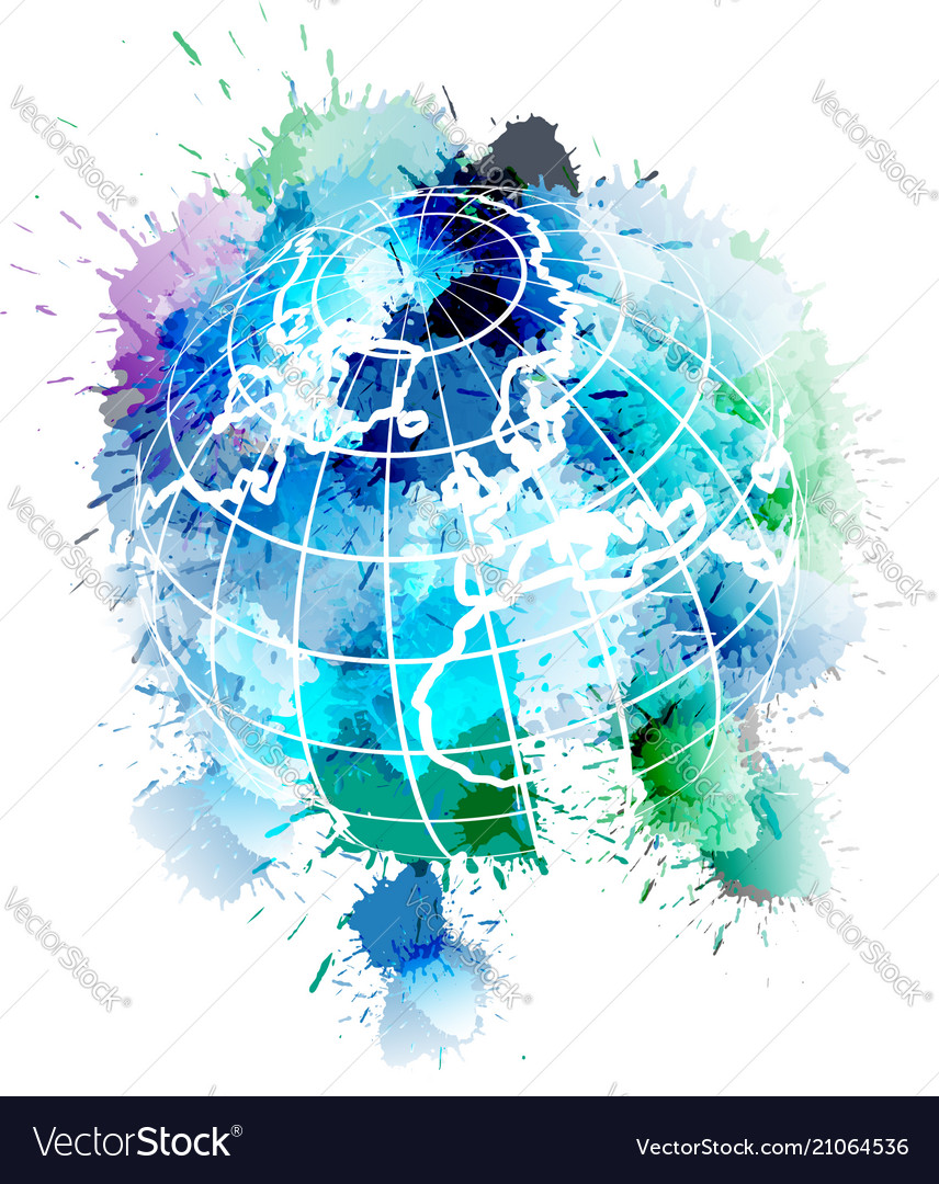 Globe covered with colorful grunge splashes Vector Image