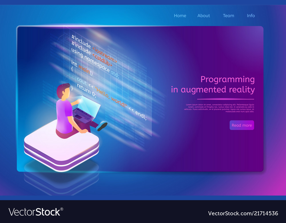 Programing service in augmented reality web banner vector image Programing service in augmented reality web banner