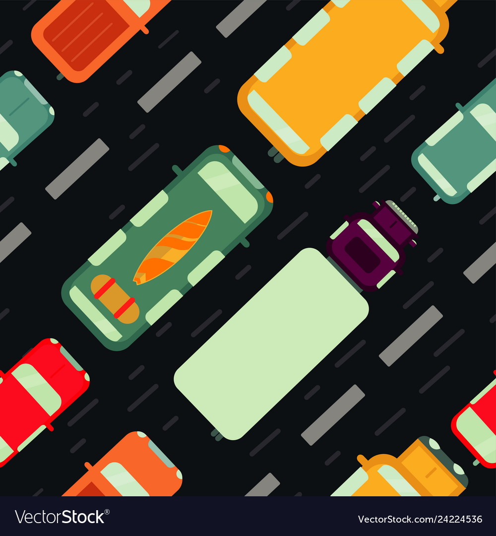 Seamless pattern with car top view vector image Seamless pattern with car top view