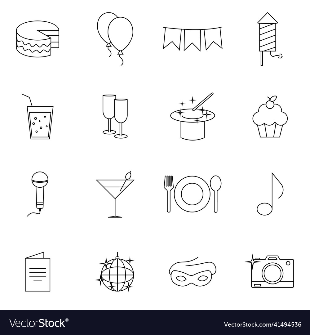 Simple set of party related line icons contains vector image Simple set of party related line icons contains