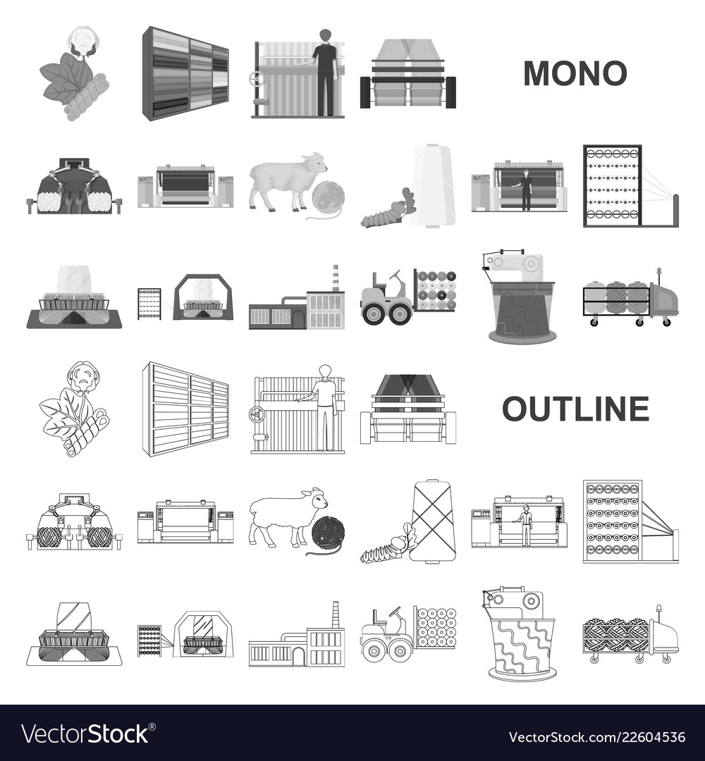 Textile industry monochrom icons in set collection