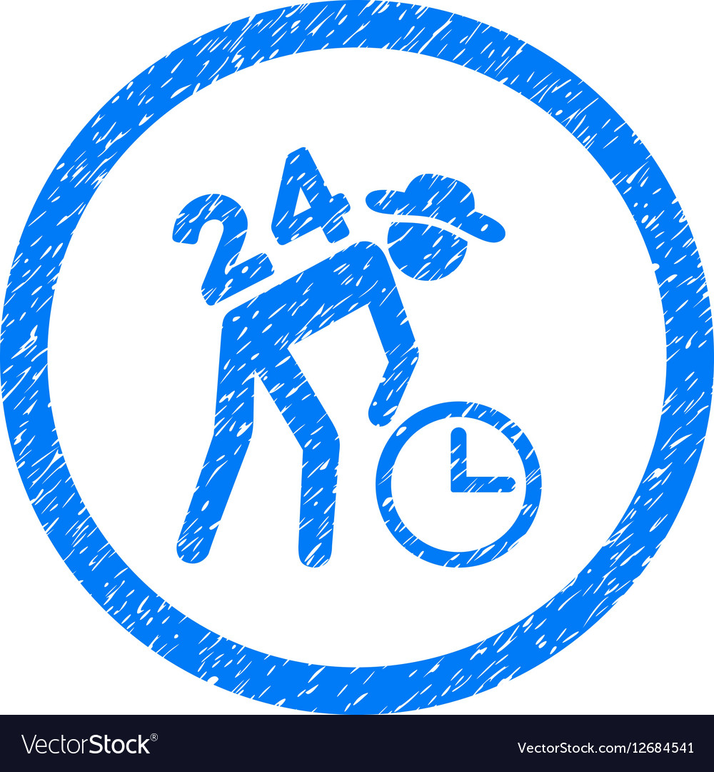 around-the-clock-work-rounded-icon-rubber-stamp-vector-image