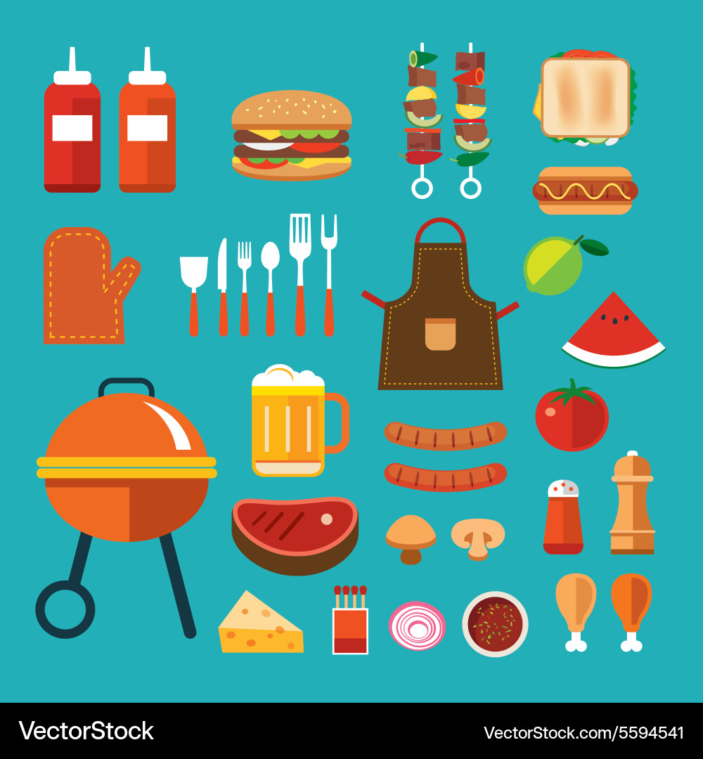 Barbecue flat icon Royalty Free Vector Image - VectorStock