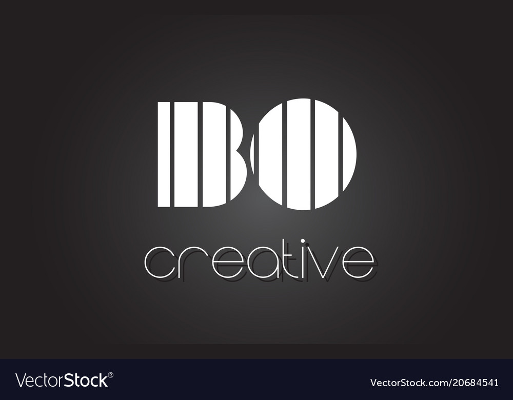 Bo B O Letter Logo Design With White And Black Vector Image