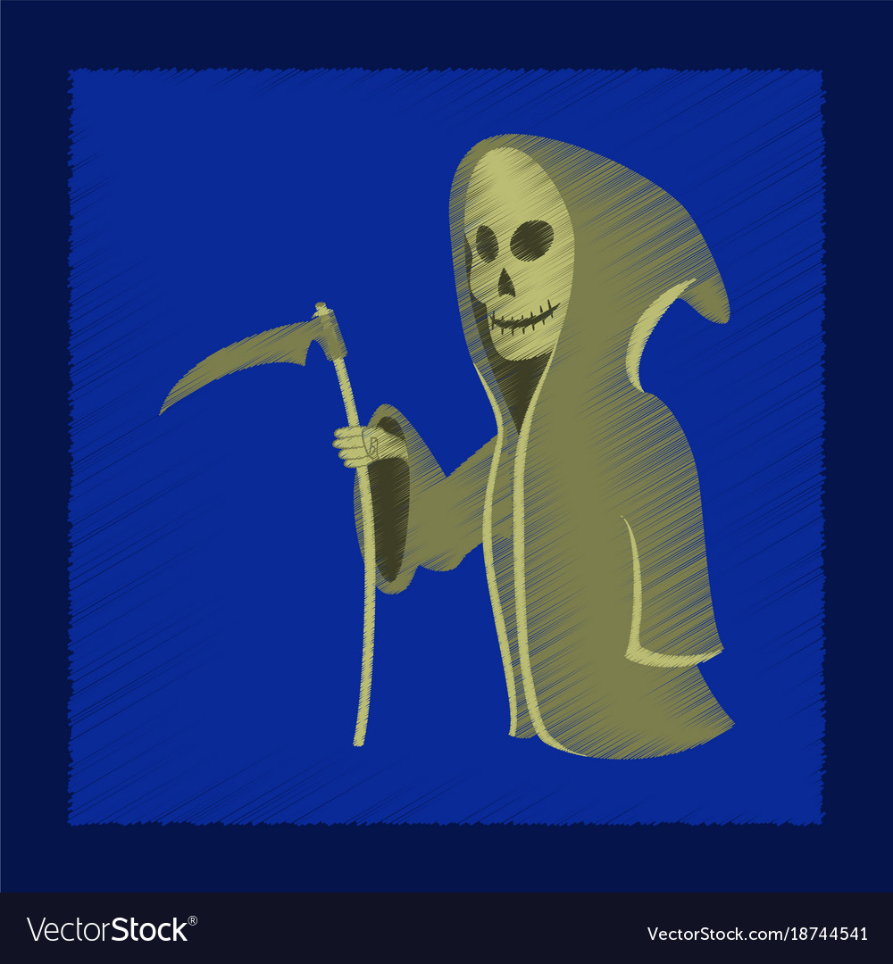 Flat shading style icon halloween death scythe
