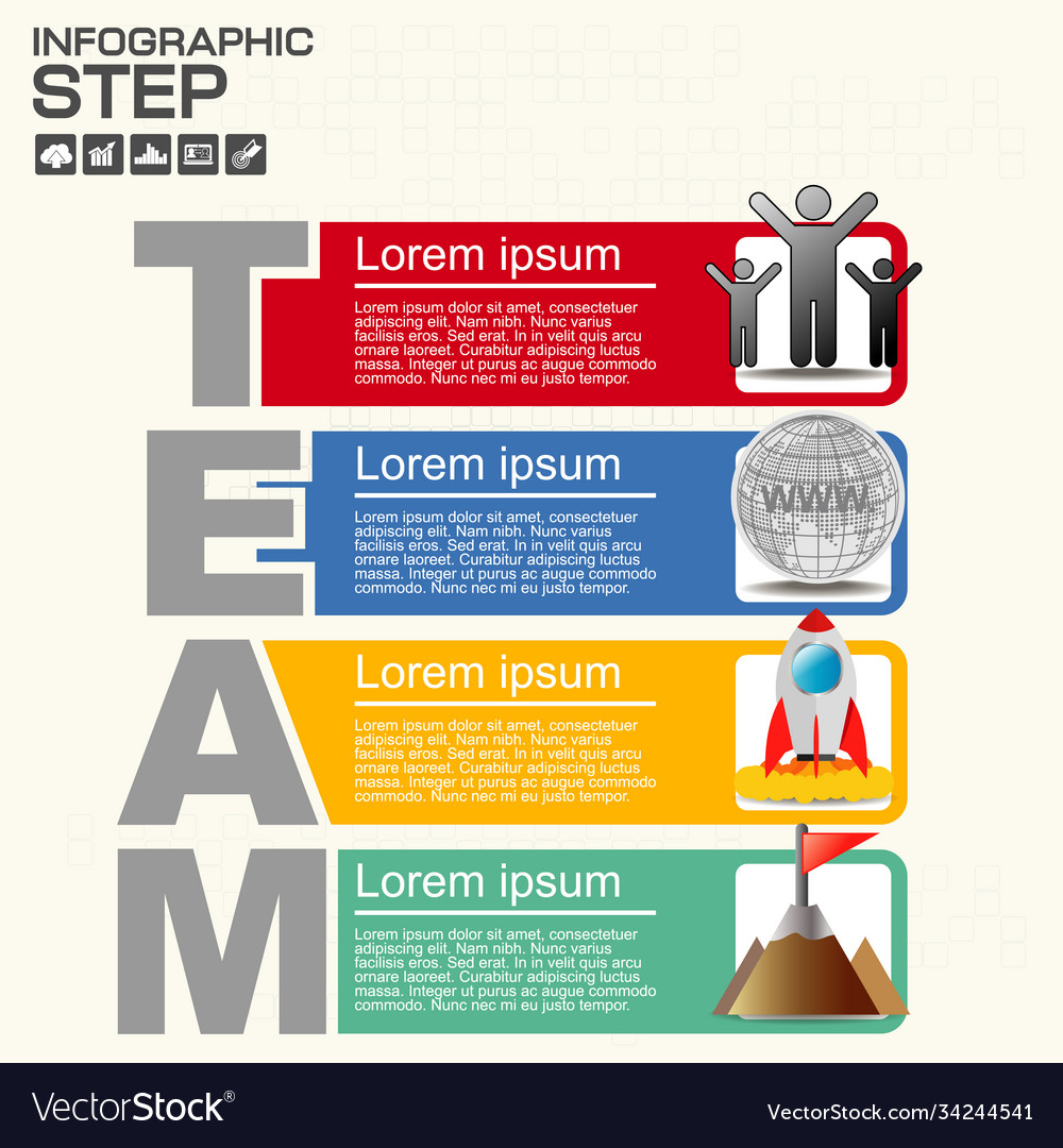 Four steps team infographics report template