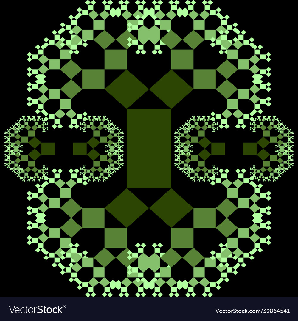 Fractal pythagoras tree patterns green ornament Vector Image