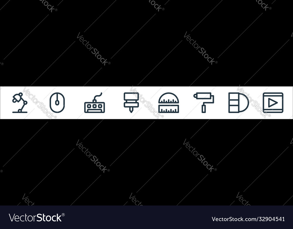 Graphic design line icons linear set quality