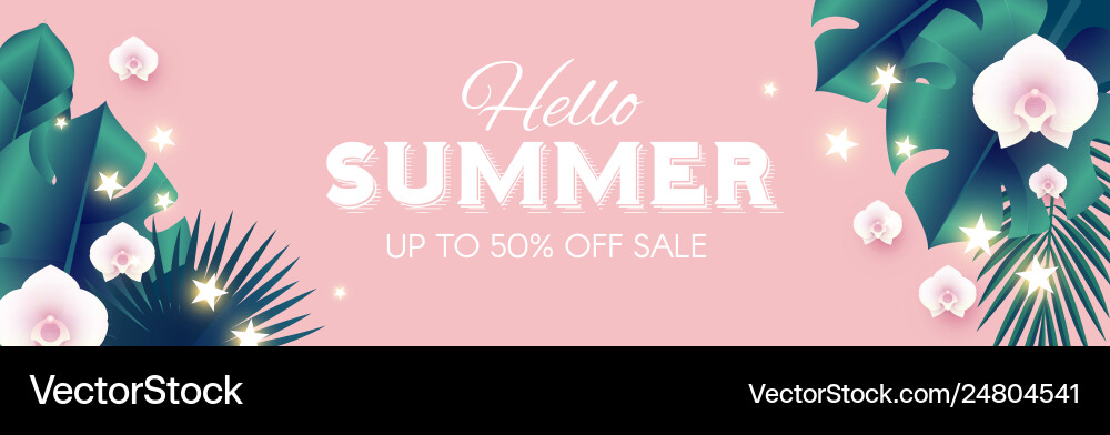 Hello summer tropical design template with palm Vector Image