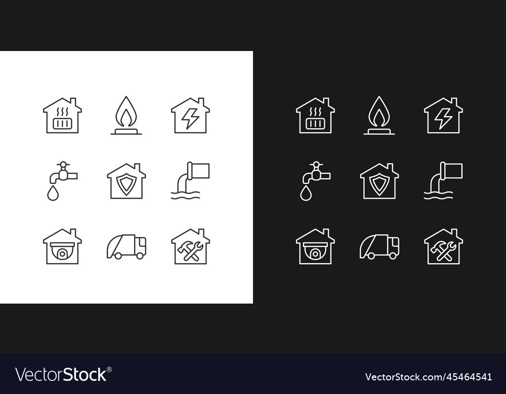 Infrastructures pixel perfect linear icons set