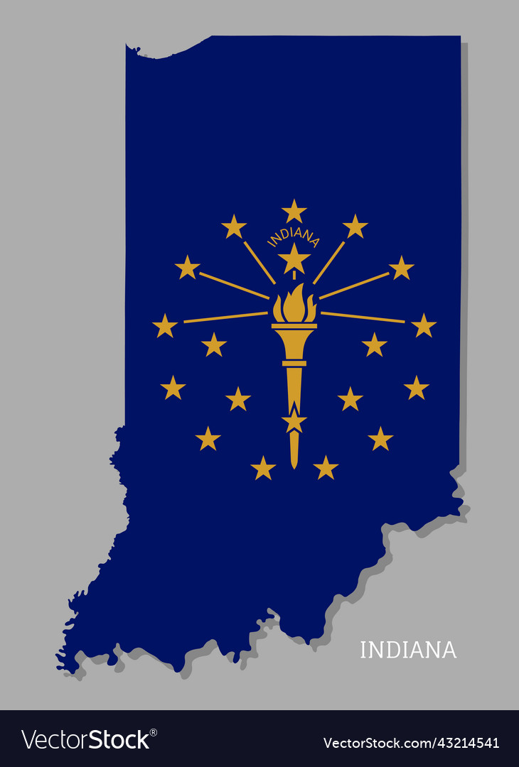 Map of indiana usa federal state with flag inside