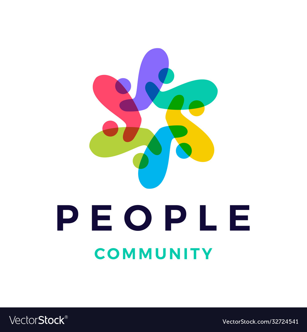 People family community overlapping color logo Vector Image