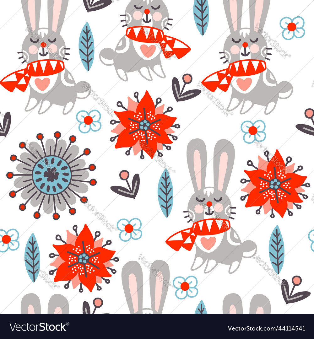 Seamless pattern christmas rabbit background