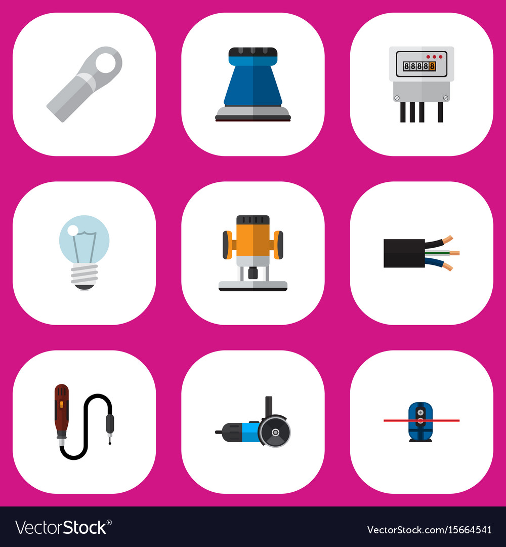 Set of 9 editable electric icons includes symbols