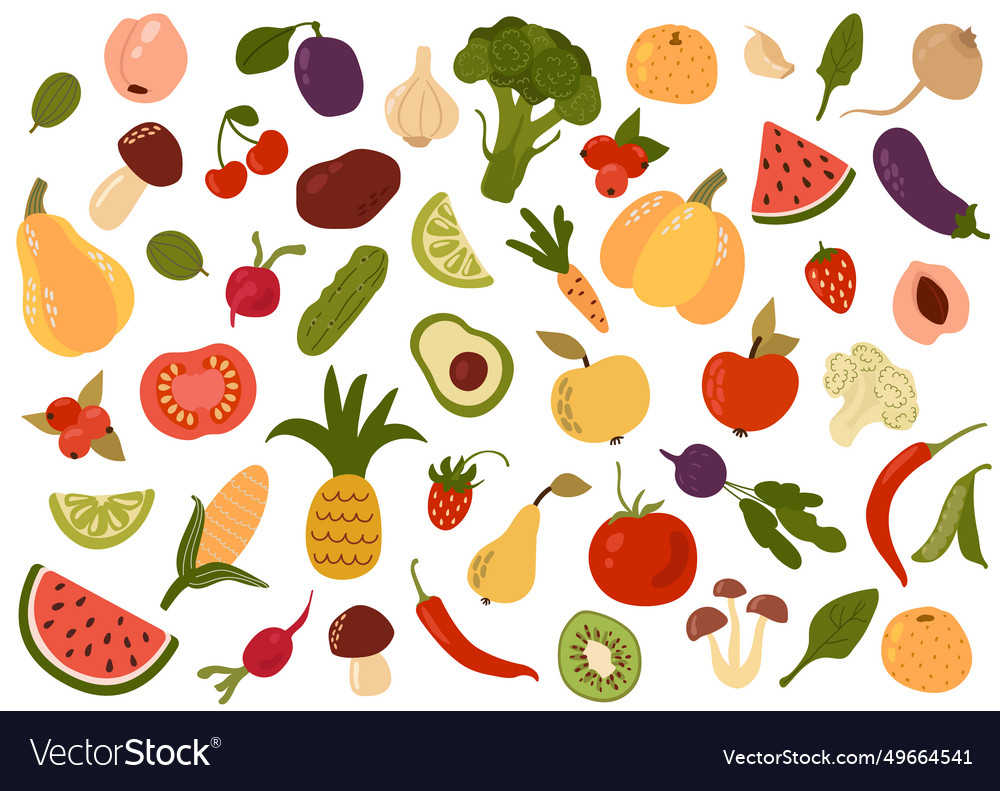 Set of fruits and vegetables