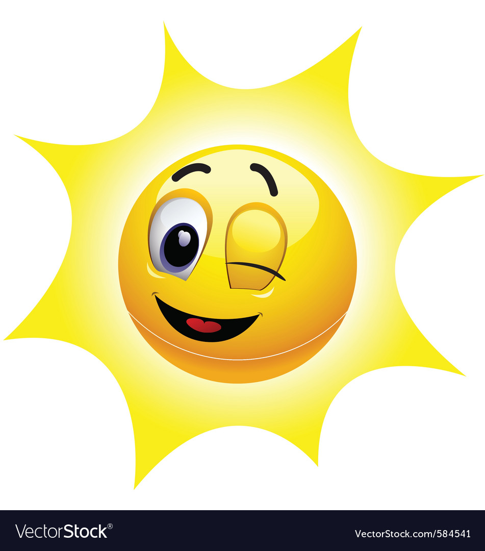 Smiley sun character Royalty Free Vector Image