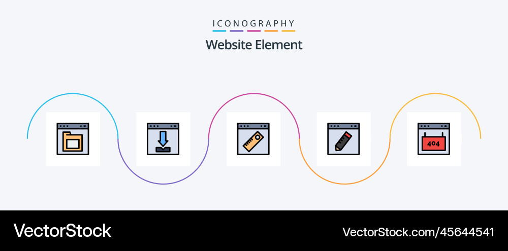 Website element line filled flat 5 icon pack Vector Image