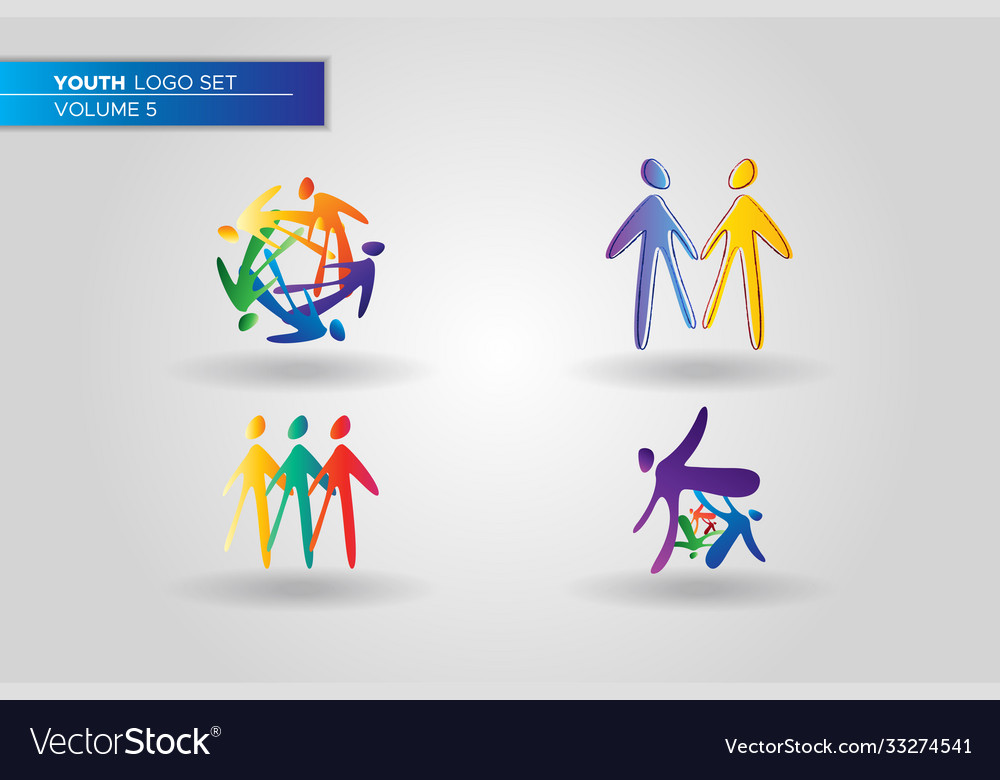 Youth social activities logo set template hand Vector Image