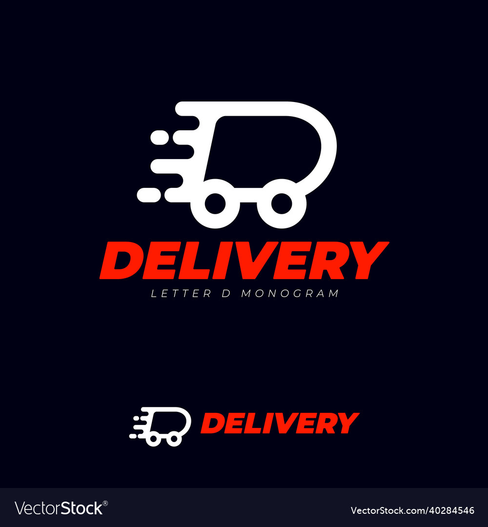 Delivery logo dynamic letter d wheels car track Vector Image