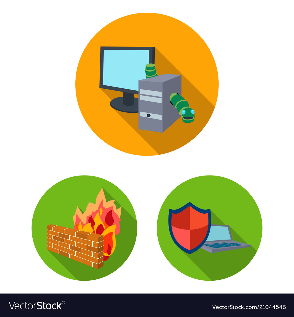 Hacker and hacking flat icons in set collection