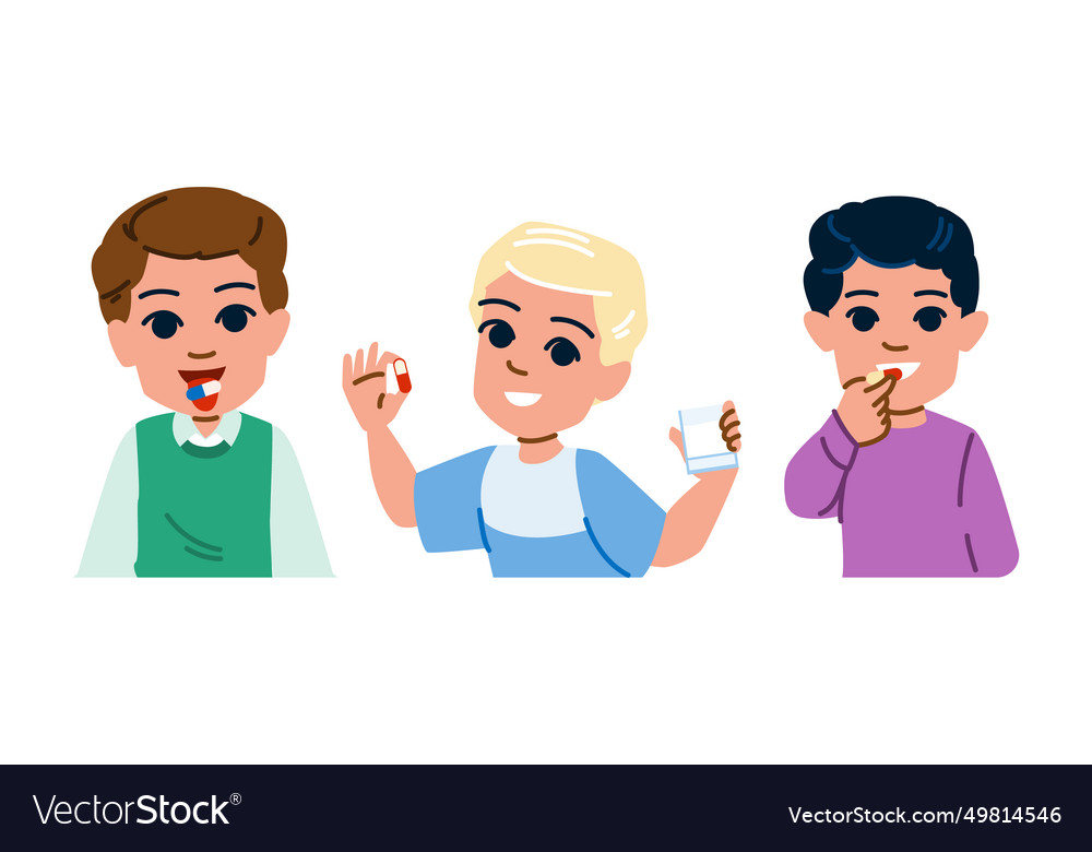 Medicine kid pills boy Royalty Free Vector Image