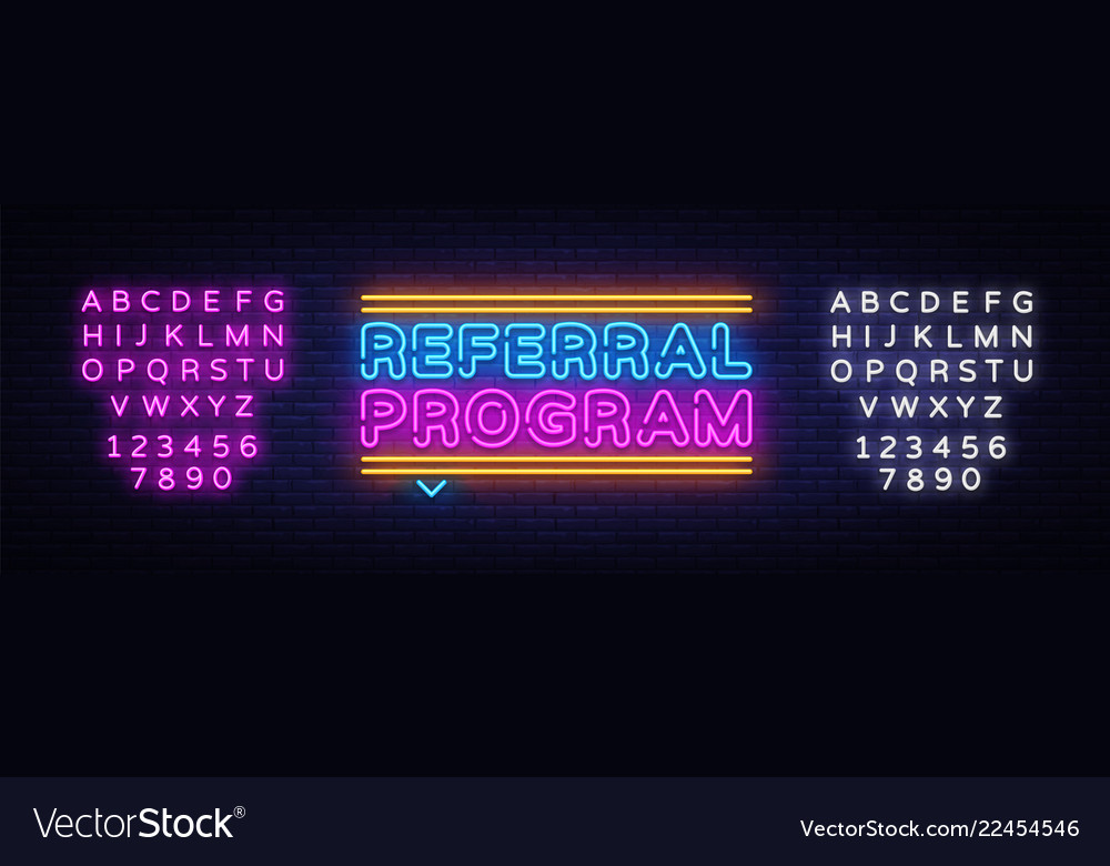 Referral program neon text neon sign Royalty Free Vector