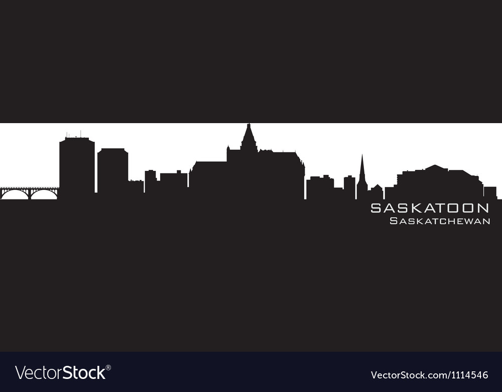 Saskatoon canada skyline detailed silhouette