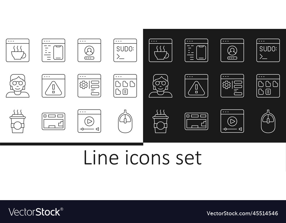 Set line computer mouse browser files create vector image Set line computer mouse browser files create