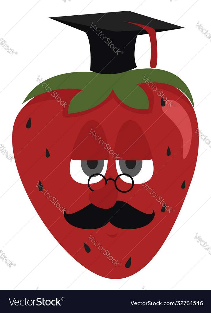 Strawberry with glasses on white background